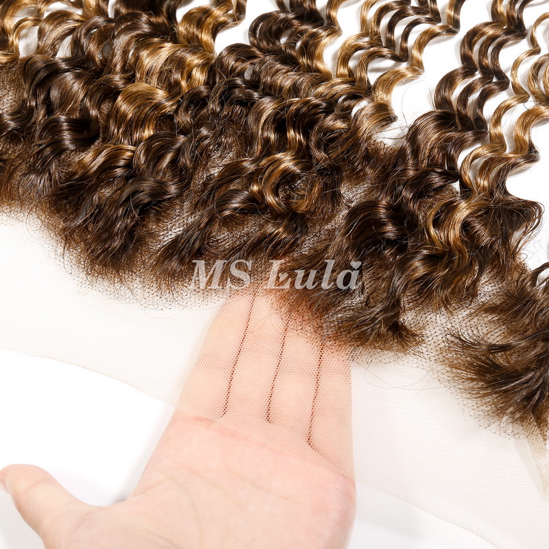 Deep Wave #4/27 Highlight Virgin Human Hair 4x4 13x4 Transparent Lace Closure/Frontal - 图片 10